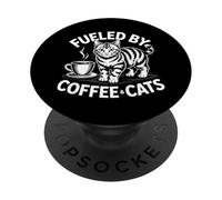 Fueled by Cats and Coffee PopSockets PopGrip Adhesivo