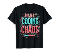 Fueled by Coding and Chaos Developer Humor Camiseta