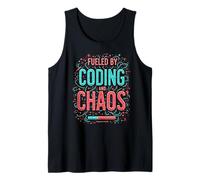 Fueled by Coding and Chaos Developer Humor Camiseta sin Mangas