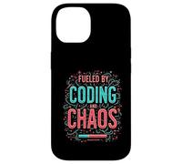Fueled by Coding and Chaos Developer Humor Carcasa para iPhone 14