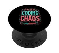 Fueled by Coding and Chaos Developer Humor PopSockets PopGrip Adhesivo
