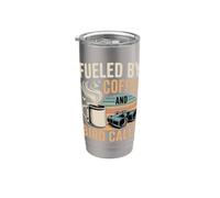 Fueled By Coffee And Bird Calls observación aves retro Vaso térmico de acero inoxidable de doble pared