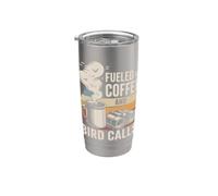 Fueled By Coffee And Bird Calls observación aves Vaso térmico de acero inoxidable de doble pared