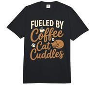 Fueled by Coffee and Cat Cuddles Cute Pet Lover Drink Humor Comfort Colors Adult Heavyweight T-Shirt