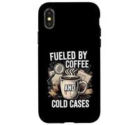 Fueled by Coffee and Cold Cases True Crime Detective Carcasa para iPhone X/XS