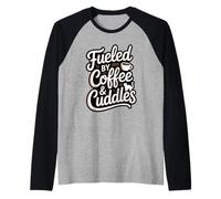 Fueled by Coffee Cuddles Amante de los Gatos Padres de Mascotas Amante del café Camiseta Manga Raglan