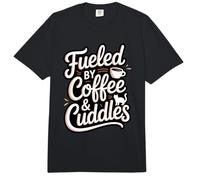 Fueled by Coffee Cuddles Amante de los Gatos Padres de Mascotas Amante del café Comfort Colors Adult Heavyweight T-Shirt