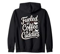 Fueled by Coffee Cuddles Amante de los Gatos Padres de Mascotas Amante del café Sudadera con Capucha