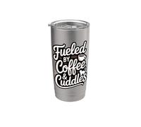 Fueled by Coffee Cuddles Amante de los gatos Padres de mascotas Amante del café Vaso térmico de acero inoxidable de doble pared
