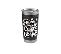 Fueled by Coffee Cuddles Amante de los gatos Padres de mascotas Amante del café Vaso térmico de acero inoxidable de doble pared