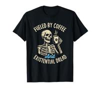 Fueled by Coffee Funny Skeleton Caffeine Lover Barista Camiseta