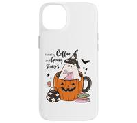 Fueled by Coffee Spooky Stories - Taza de Calabaza Fantasma para Halloween Carcasa para iPhone 14 Plus