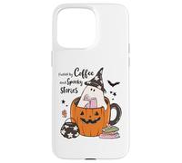 Fueled by Coffee Spooky Stories - Taza de Calabaza Fantasma para Halloween Carcasa para iPhone 15 Pro MAX