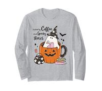 Fueled by Coffee Spooky Stories - Taza de Calabaza Fantasma para Halloween Manga Larga
