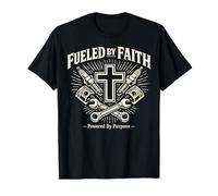Fueled by Faith mecánico Cristiano Cruz Taller Camiseta
