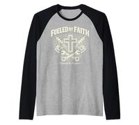 Fueled by Faith mecánico Cristiano Cruz Taller Camiseta Manga Raglan