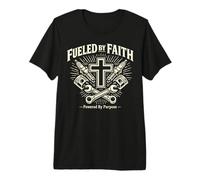 Fueled by Faith mecánico Cristiano Cruz Taller Camiseta Premium