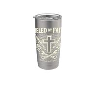 Fueled By Faith mecánico cristiano cruz taller Vaso térmico de acero inoxidable de doble pared
