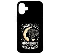 Fueled by Moonlight and Messy Buns Aesthetic Carcasa para iPhone 16 Plus