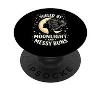 Fueled by Moonlight and Messy Buns Aesthetic PopSockets PopGrip Adhesivo