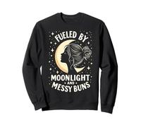 Fueled by Moonlight and Messy Buns Aesthetic Sudadera