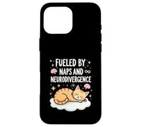 Fueled by Naps and Neurodivergence Cat Design Carcasa para iPhone 16 Pro Max