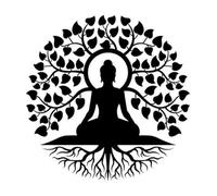 FUELIX Decoración De Pared Árbol De La Vida Buda Arte De Pared De Metal, Buda Mandala Meditación Yoga Altar Buda Interior Zen Decoración del Hogar para Pared, Regalo, Regalo, Jardín 50cm