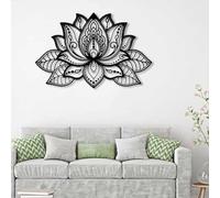 FUELIX Decoración De Pared De Mandala De Metal Grande, Arte Único De Pared De Flor De Loto, Decoración De Interiores Zen para Salón Yoga, Decoración Moderna De Metal B,60 * 40cm