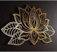 FUELIX Decoración De Pared De Mandala De Metal Grande, Arte Único De Pared De Flor De Loto, Decoración De Interiores Zen para Salón Yoga, Decoración Moderna De Metal A,50 * 32.4cm