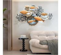 FUELIX Decoración De Pared De Peces De Metal 3D, Escultura De Arte De Pared De Peces De Grupo De Hierro Forjado Creativo, Cuadros Decorativos De Metal Modernos, Regalo De Inauguración A
