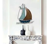 FUELIX Hierro Forjado 3D Escultura De Pared De Metal Decorativa Pared De Velero De Metal, Arte Pared Metal Costero/Náutico, Decoracion Marinera Adorno Colgante Barco Hecho A Mano B
