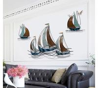 FUELIX Hierro Forjado 3D Escultura De Pared De Metal Decorativa Pared De Velero De Metal, Arte Pared Metal Costero/Náutico, Decoracion Marinera Adorno Colgante Barco Hecho A Mano D