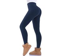 FuelMeFoot 1 Pack Leggings Térmicos Mujer Forrado Fleece Cintura Alta Invierno Leggings Felpados Cintura Alta Calientes Elásticos Pantalones., 04-azul marino, Small-Medium