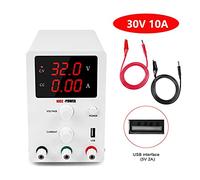 Fuente Alimentacion Regulable, Cambio ajustable DC Lab Folleta de alimentación Variable 120 -V 60-V 30V 10A 5A de poder regulado USB 5V 2A Fuente de poder de laboratorio(R-SPS3010-White)
