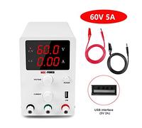 Fuente Alimentacion Regulable, Cambio ajustable DC Lab Folleta de alimentación Variable 120 -V 60-V 30V 10A 5A de poder regulado USB 5V 2A Fuente de poder de laboratorio(R-SPS605-White)