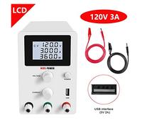 Fuente Alimentacion Regulable, Cambio ajustable DC Lab Folleta de alimentación Variable 120 -V 60-V 30V 10A 5A de poder regulado USB 5V 2A Fuente de poder de laboratorio(R-SPS1203D-White)