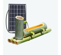 Fuente con Bomba de Agua Solar, Kit de Fuente de jardín Zen, Fuente de bambú para jardín con 3 Salidas de Agua(30CM)