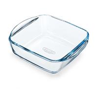 Fuente Cuadrada de Vidrio 20 x 17 cm 1 L Apta para Freidora de Aire, Horno, Microondas, Congelador y Lavavajillas, Molde de Cristal Borosilicato con Asas para Hornear, Gratinar y Servir