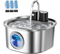 Fuente de Acero Inoxidable para Gatos con diseño de Grifo, Fuente inalámbrica de 3,2 L, 3 Modos de Funcionamiento y Filtro de 4 Niveles (Incluye 3 filtros)