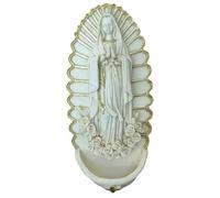 Fuente de Agua bendita, Soporte de Agua bendita de Resina de 7.5 Pulgadas, decoración Colgante de Pared para la Entrada de la Iglesia de la casa decoración Religiosa