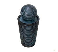 Fuente de Agua con Energía Solar de pie Bola Gris | 27x 27x 58,5 cm | Resina resistente a Intemperie | Estaca p/fijación | Panel Solar y Batería de Respaldo de hasta 6 hs | Cable de alimentación 7m