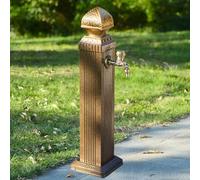 Fuente de agua cuadrada vertical para jardín, dispensador de agua decorativo duradero para exteriores, elegante acabado dorado, perfecto para paisajismo y decoración al aire libre.
