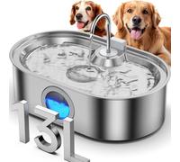 Fuente de agua de 3.4 galones para perros grandes, fuente grande de acero inoxidable de 13 L con área de beber más profunda y amplia, dispensador automático de cuenco de agua para perros con ventana