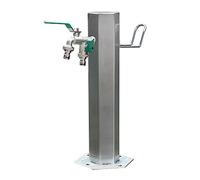 Fuente de Agua de Acero Inoxidable para jardín con Soporte para Manguera. Grifo de Agua Independiente para Suelo, Ideal para Crear un Oasis al Aire Libre.