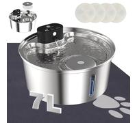 Fuente de agua de acero inoxidable para perros grandes, fuente de agua grande para mascotas, fuente de agua para perros, gatos y hogar multimascota, 100% acero inoxidable, incluso la caja de filtro