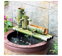 Fuente de agua de bambú con bomba, decoración de jardín zen para interiores y exteriores, función de cascada de relajación tranquila, diseño de bambú natural para un ambiente tranquilo