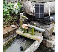 Fuente de Agua de bambú con Bomba, Kit de Fuente Exterior con energía Solar para decoración de Patio, rocalla y Estanque, característica de jardín Independiente de 50 cm
