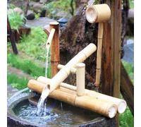 Fuente de agua de bambú con bomba oscilante - Zen Det al aire libre para relajarse, fuente tranquila, juego acuático