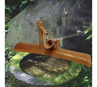 Fuente de agua de bambú solar para exteriores, decoración de jardín japonés de 20 pulgadas, función de agua de paisajismo zen para estanque, patio, escritorio