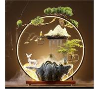 Fuente de agua de Buda de mesa con luz LED y niebla, decoración zen para meditación y Feng Shui